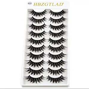 HBZGTLAD 10 Pairs 3D Mink Hair Natural Cross False Eyelashes Long Messy Makeup Fake Eye Lashes Extension Make Up Beauty Tools maquiagem (2014)