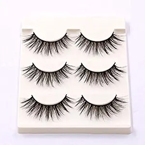 Sunniess Hair High Imported Fiber 3D Mink False Eye lashes Handmade Reusable Long Cross Makeup Natural 3D Fake Thick Black EyeLashes 6 Pairs(2-3D-05)