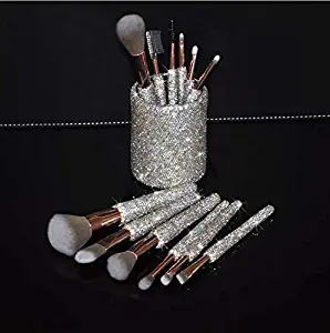 TISHAA Bling Makeup Brush Set – Premium Glitter Synthetic Professional Face Cosmetics Blending Liquid Foundation Powder Concealer Eye Shadows Make Up Beauty Tool with Pouch Bag Kit