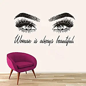 Gisuily Lettering Words Wall Mural DIY Removable Sticker Decoration Eyelashes Extensions Beauty Lettering Eyebrows Make Up Studio Sticker Beauty Salon Decor