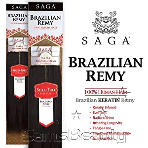 MilkyWay Remy Human Hair Weave SAGA Brazilian Remy Yaky [10S"] (1B)