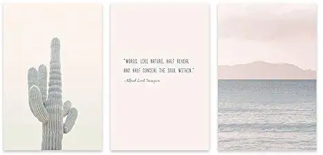 3 Panel Cactus and Coastal Mountains with Inspirational Quotes Gallery 16 x24 x 3 Panels