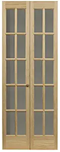 Pinecroft 852730 Traditional Divided Glass French Bifold Intior Wood Door, 36" x 80" Unfinished
