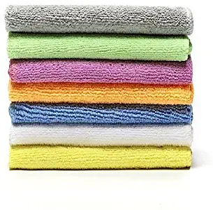BONDRE DEARTOWN Microfiber Face Towels Washcloths (7-Pack 12x12) - Soft, Fast Drying Cleaning Cloth,Dish Cloth,Fit for Multi-Purpose Exfoliating (Colorful, 12x12 Inches)