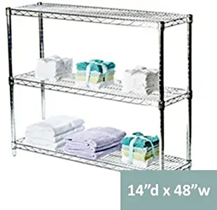 14" d x 48" w Chrome Wire Shelving with 3 Shelves