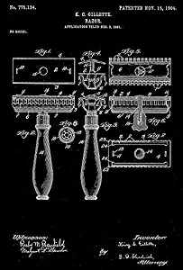 1904 - Razor - K. C. Gillette - Patent Art Poster