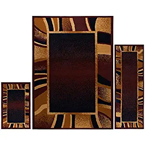 Home Dynamix Ariana Arcata Area Rug 3 Piece Set (4'11" x6'11,1'8" x4'11,1'8" x2'8), Geometric Ebony