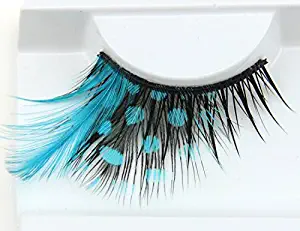 Dorisue Eyelashes Sexy Blue Point Peacock Prints Volume Feather eyelashes Extra extension false eye Makeup Blue Color One Pair