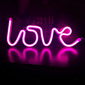 Love Neon Signs Lights Pink LED Neon Night Lights Lamps USB Battery Operated Art Decor Wall Decoration Table Lights Neon Signs Decorative for Home Wedding Bedroom Christmas