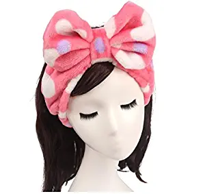 Shintop Women Fashion Lovely Soft Carol Fleece Bowknot Bow Makeup Cosmetic Shower Elastic Hair Band Hairlace Headband (Red)