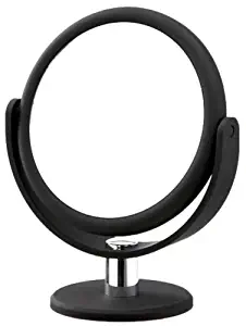 Danielle Two-Sided Makeup Mirror, 12X Magnification, Soft Touch - Midnight Matte