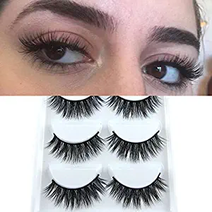 5 Pairs Mink Hair 3D Lashes Dramatic Makeup Strip Eyelashes 100% Siberian Fur Fake Eyelashes Hand-made False Eyelashes (K01)