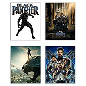 Black Panther (2018) Movie Poster Prints - Set of 4 Avengers Marvel Comics Wakanda Decor Wall Art Photos 8x10