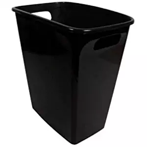 Easy to Carry 8.8-Gallon Polished Handled Open Rectangle Waste Can for Indoor, Black