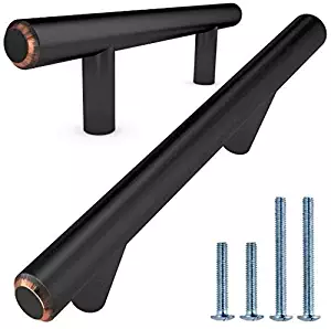 Alpine Hardware | 25Pack ~ 5" (127mm) Hole Center | Bar Handle Pull with Matte Black Oil Rubbed Bronze Finish | Kitchen Cabinet Hardware/Dresser Drawer Handles