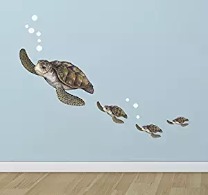 Create-A-Mural : Sea Turtle Family Decals ~Ocean Vinyl Tortoise Underwater Wall Sticker Decor