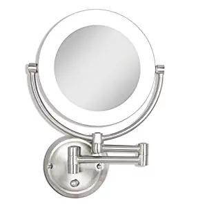 Zadro Dual-Sided Surround Light Swivel Wall Mount Make up Mirror with 1X & 10X magnification (Hardwire Ready).