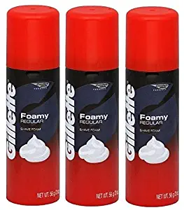 Gillette Foamy Shave Cream, Regular, 2 Oz (56 G) (Pack of 3)