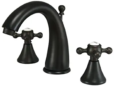 Kingston Brass KS2975BX English Country Widespread Lavatory Faucet, Buckingham Cross Handle, Oil Rubbed Bronze