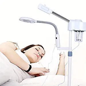 Professional Facial Steamer 3X Magnifying Lamp Machine, 2 in 1 LED Light Magnifying Floor Light Skincare Tattoo Manicure Spa Salon Beauty Skin Care Equipment with Rolling Wheel