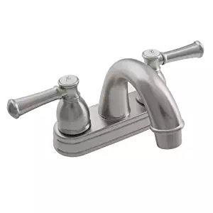 Dura Faucet RV Bathroom Faucet with Arced Spout and Bell Style Two Lever Operation for all Recreational Vehicles, Travel Trailers, Motorhomes, and 5th Wheels (Brushed Satin Nickel)
