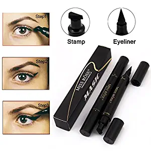 HLBrand Winged Eyeliner Stamp, 2 in 1 Cat Eyeliner Stencil, Waterproof Long Lasting Liquid Eyeliner Pen Smudgeproof Eye Makeup Seal Stamp Tool for Wing or Cat Eye – Black