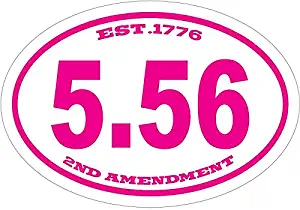 WickedGoodz Pink Oval Vinyl Ar-15 556 Decal - Ar15 Bumper Sticker - Perfect 2nd Amendment Gift
