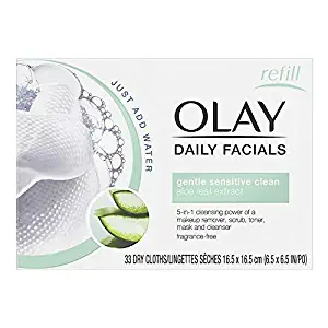 OLAY Daily Gentle Clean 5-in-1 Water Activated Cloths, 33 Ea (Pack of 4)
