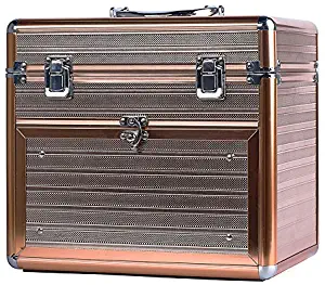 Nail Polish Case With Drawer and Dividers Makeup Travel Case Portable Cosmetic Organizer-Rose Gold