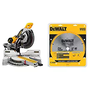 DEWALT DWS779 12" Sliding Compound Miter Saw with DEWALT DW3128 Series 20 12-Inch 80 Tooth ATB Thin Kerf Crosscutting Miter Saw Blade with 1-Inch Arbor