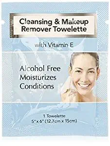 Cleansing and Makeup Remover Wipes with Vitamin E, 60 Pack (in Organza Bag)
