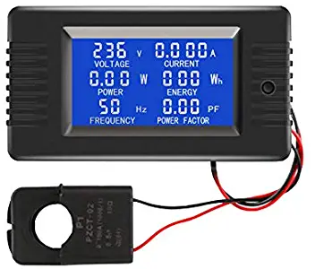 AC Current Voltage Amperage Power Energy Panel Meter LCD Digital Display Ammeter Voltmeter Multimeter with Split Core Current Transformer CT AC 80-260V 100A (AC 100A Meter(Split Core Transformer))