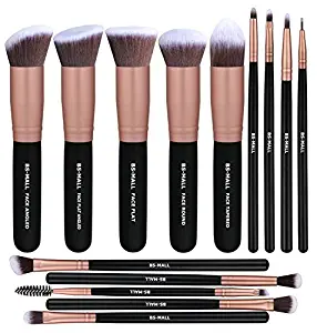 BS-MALL Makeup Brushes Premium Synthetic Foundation Powder Concealers Eye Shadows Makeup 14 Pcs Brush Set, Rose Golden, 1 Count