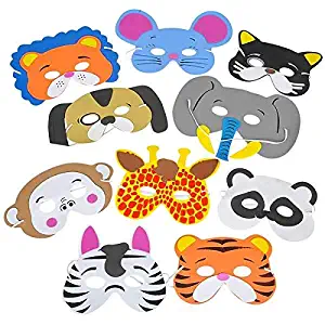 Rhode Island Novelty Foam Animal Masks Assorted Designs One Dozen