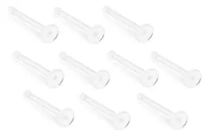 10 Pieces - 20G Bioflex Clear Nose Stud 2 mm Top Retainer, Metal Free, Allergy Free