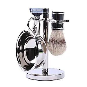 Stainless Steel Shaving Set for Men - Bowl, Brush, and Stand by Science Purchase