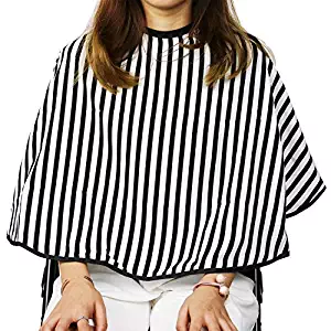 HUELE Striped Short Hair Salon Cutting Cape Professional Beauty Salon Styling Cape Barbers Hairdressing Gown with Loop Closure