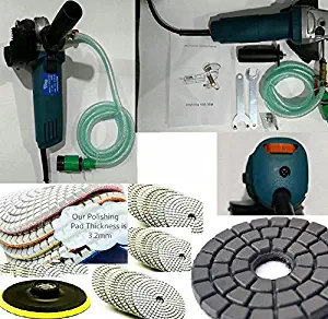 4-Inch Variable Speed Random Polisher Kit, Countertop Wet Sander Grinder w/ 12 Diamond Pads for Marble Stone Granite Brick Block masonry terrazzo renovation fabrication refinishing