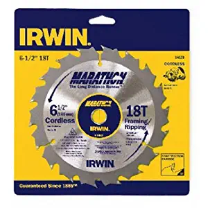 IRWIN Tools MARATHON Carbide Cordless Circular Saw Blade, 6 1/2-Inch, 18T (14020)