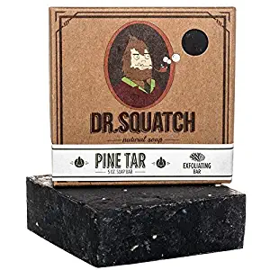 Dr. Squatch Pine Tar Soap – Mens Soap with Natural Woodsy Scent and Skin Scrub Exfoliation – Black Soap Bar Handmade with Pine Tar, Olive, Coconut Organic Oils in USA