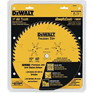 DEWALT DW3215PT 10-Inch 60 Tooth ATB Crosscutting Saw Blade with 5/8-Inch Arbor and Tough Coat Finish