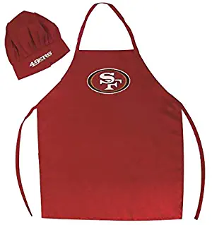 Dallas Cowboys Chef Apron Set - 1 Chef Hat and 1 Kitchen Apron Adult Adjustable Apron (San Francisco 49ers)