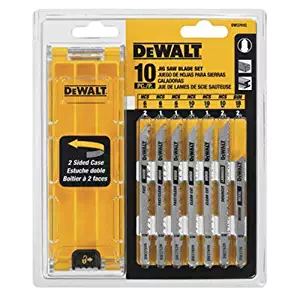 DEWALT DW3741C 10-Piece T-Shank Jig Saw Blade Set w/Case