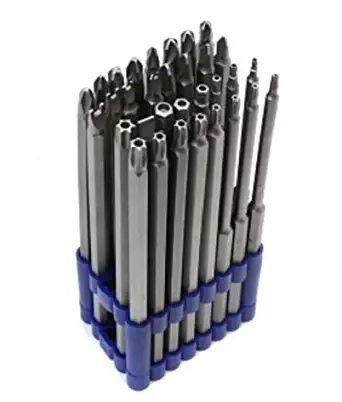 32 pc 6" Long Security Bit Set Tamper Proof Torx Hex Tri-Wing Philips T25 S2