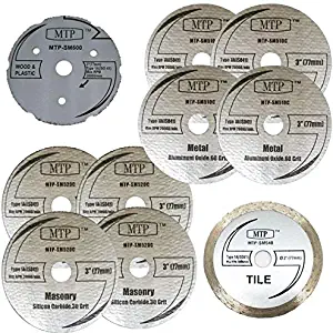 MTP Brand Pack of 10 Assort 3" Wood Plastic Metal Masonry Cutting Wheel For Dremel SM510C sm520 sm500 sm540 Saw Max