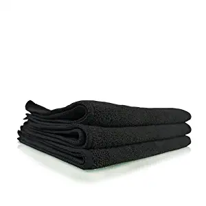 Chemical Guys MIC35303 Workhorse Professional Grade Microfiber Towel, Black (16 in. x 16 in.) (Pack of 3)