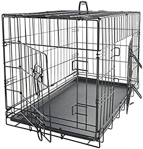 Paws & Pals Dog Crate Double-Door Folding Metal - Wire Pet Cage w/Divider & Tray for Training Pet Supplies & Accessories - 2020 Newly Designed Model