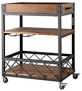 Bar Serving Cart TRIBECCA Home Myra Rustic Mobile Kitchen (Brown)