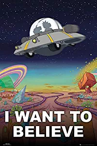 POSTER STOP ONLINE Rick and Morty - TV Show Poster/Print (UFO - I Want to Believe) (Size: 24" x 36")