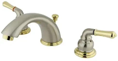 Kingston Brass KB969 Magellan II Widespread Lavatory Faucet 8-Inch to 16-Inch Centers, Satin Nickel and Polished Brass